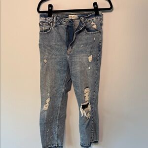 Abercrombie & Fitch Blue Distressed Ankle Jeans